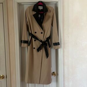 Brand new leather and tan trench coat